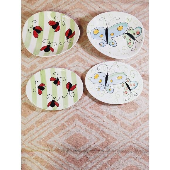 Boston Warehouse Ladybugs & Butterfly Bowls Appetizer Plates - Picture 1 of 7